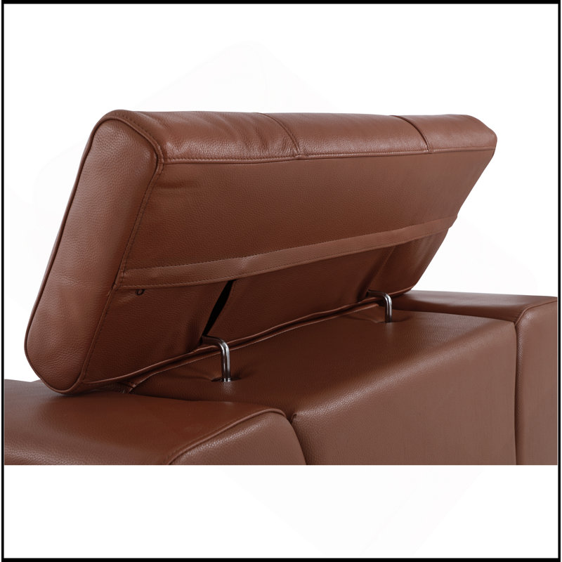 Causeuse en cuir italien Global United, Argent argent, Chameau