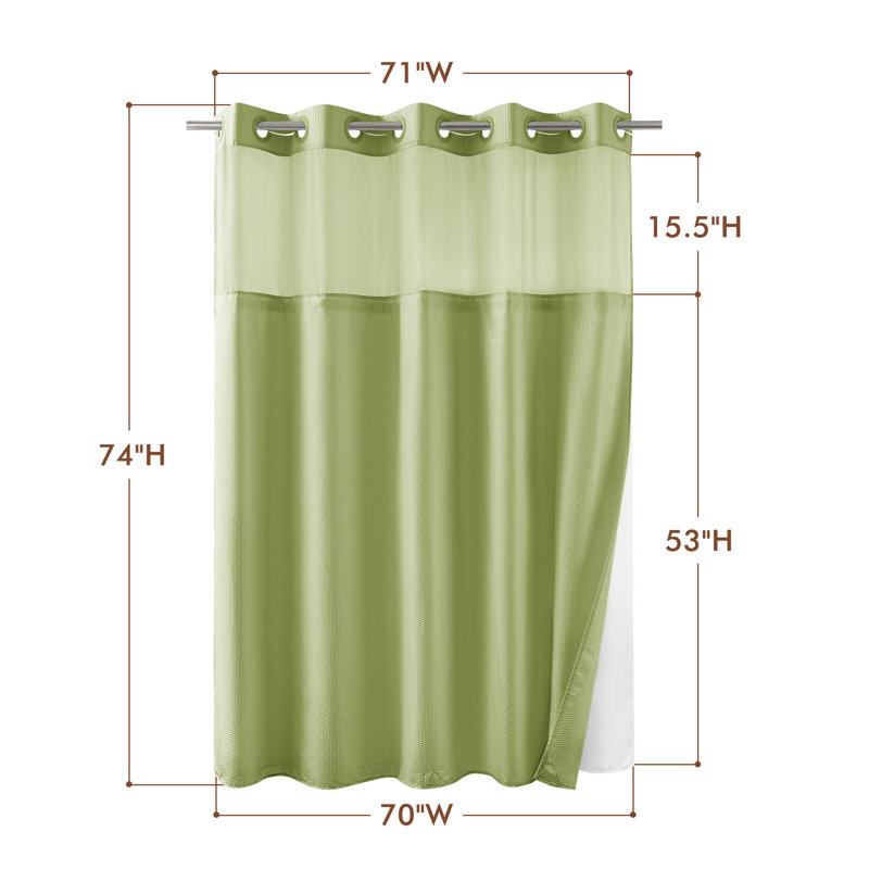 Rideau de douche sans crochet avec doublure Snap-In, Sage