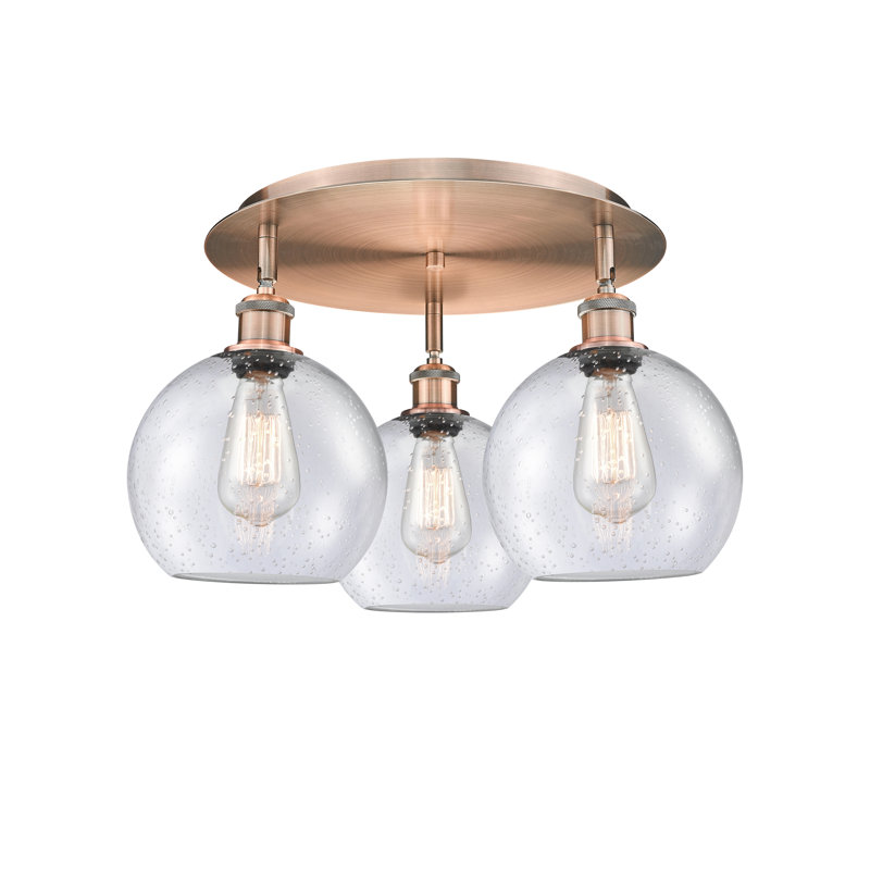 Plafonnier encastré 20 po 3 lumières Ellington, Bullé, Cuivre antique