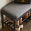 Banc gris 100% polyester rembourré en bois massif noir-983674496