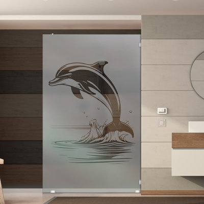 33-1/2 In W x 75 In H Frosted Sandblasted Tempered Glass Panel for Modern Shower Enclosures