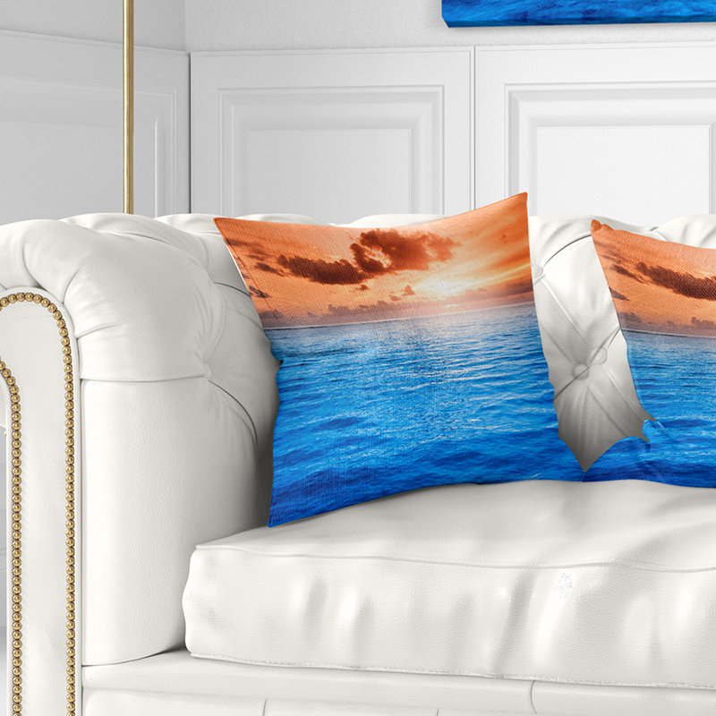 Coussin lombaire à coucher d’eau seascape, Carrée 18 po x 18 po