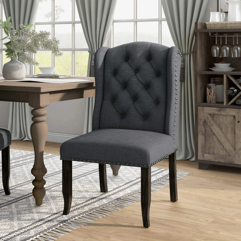 Fauteuil à oreilles rustique l 23 po, gris foncé (2 / RTC), Gris, Noir