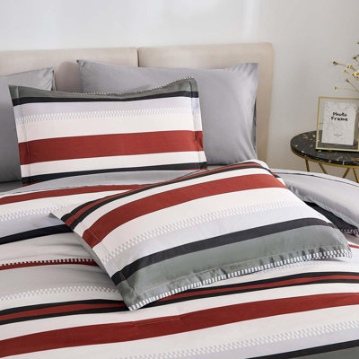 7 Piece Boho Striped Comforter Set Soft Microfiber Bedding Set with Sheets All Season