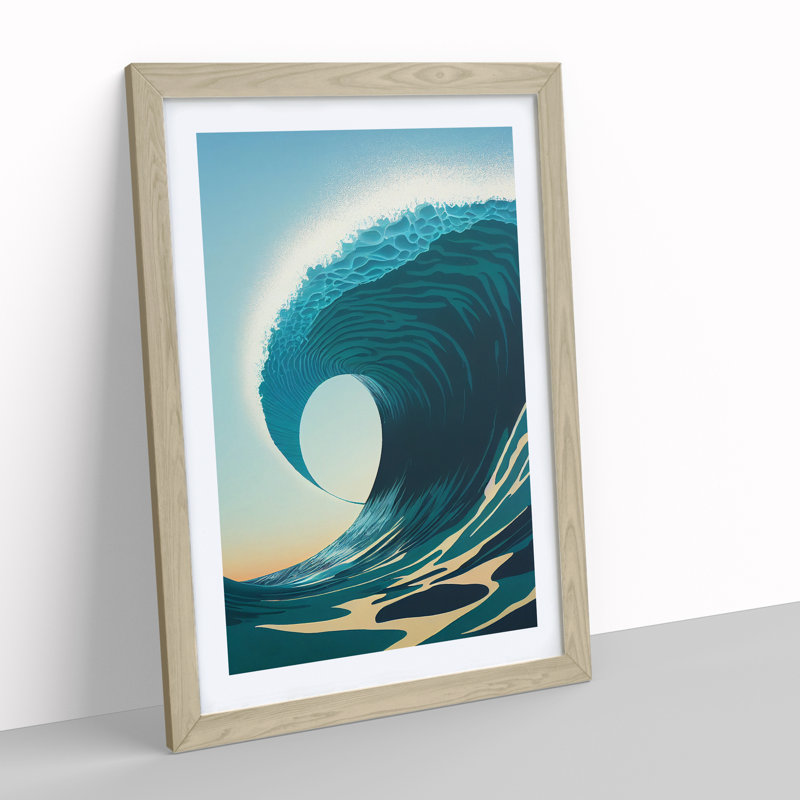 Ocean Wave At Sunrise No.2 - Framed Print, 64cm H x 46cm W x 2cm D, Oak