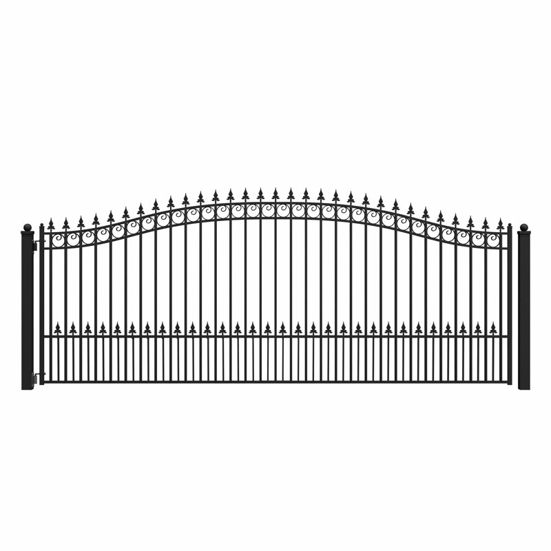 Barrière de portail en acier simple - style PRAGUE, H 72 po x l 192 po x P 1,58 po