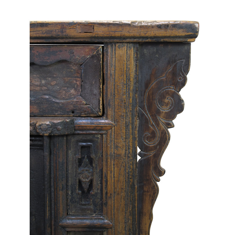 Antique Distressed Elm Altar Cabinet
