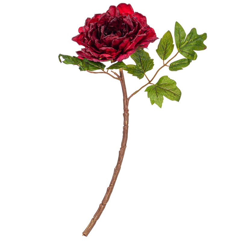 16.5 Peony Stem. Each bag contains three sprays., Dark Red