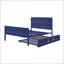 Base de lit plateforme double en métal - Conception de contenant de fret industriel, aucun sommier nécessaire, bleu pour la chambre à coucher-2126527253