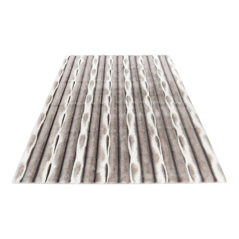 Waves Striped Hand Tufted Area Rug, Runner 80 x 300cm, Silver