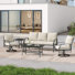 Nickita Outdoor Metal 5-Person Patio Set With Two Tables And Cushions