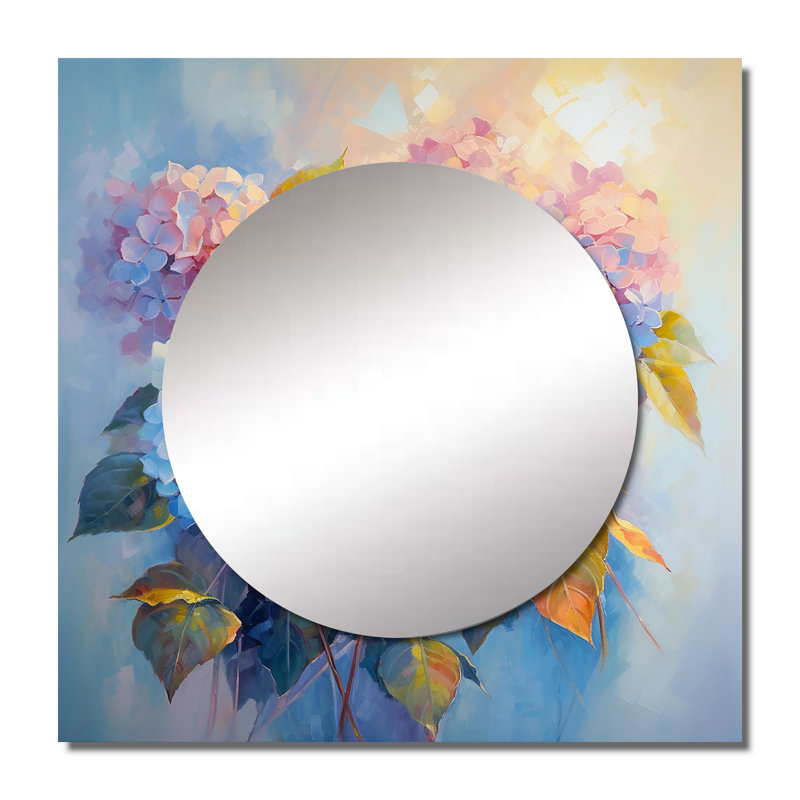Pandra - miroir carré d'hortensia pour décoration murale, 36 po x 36 po