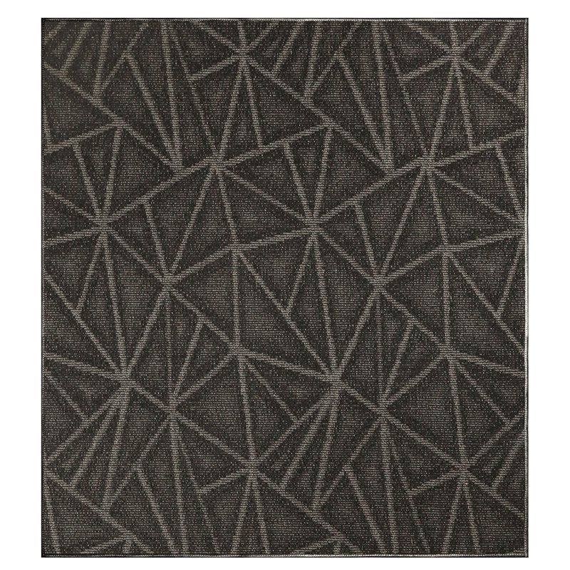 Tapis noir à motif géométrique Dickman, Carré 6 pi