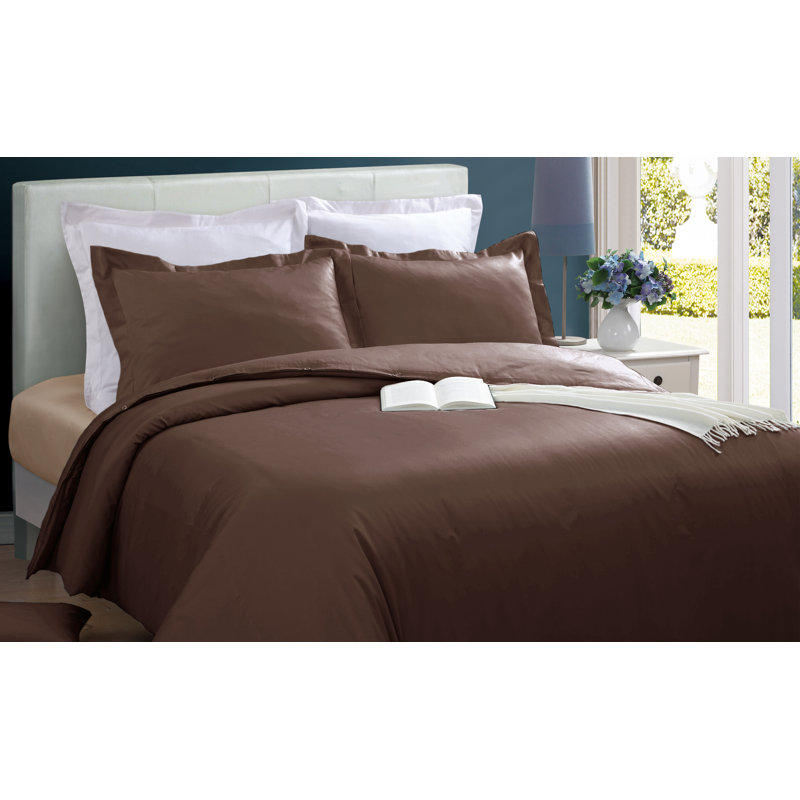 Cotton Duvet Cover, King + 2 Shams, Choclate