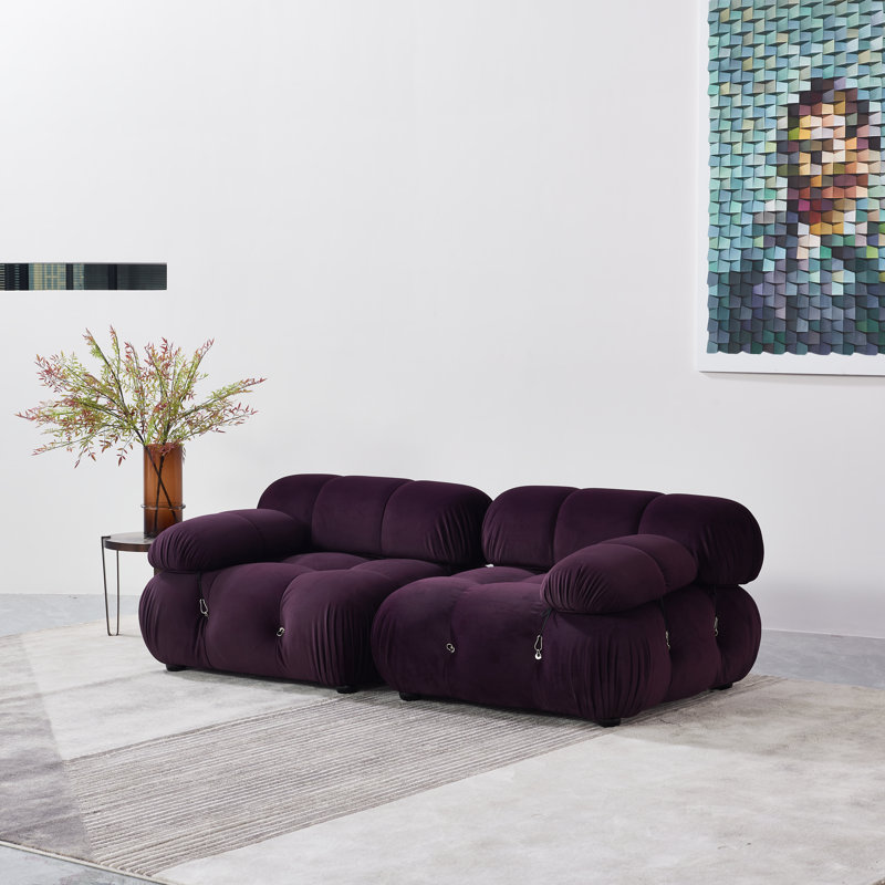 Breeley 76'' Upholstered Sofa, Purple Velvet