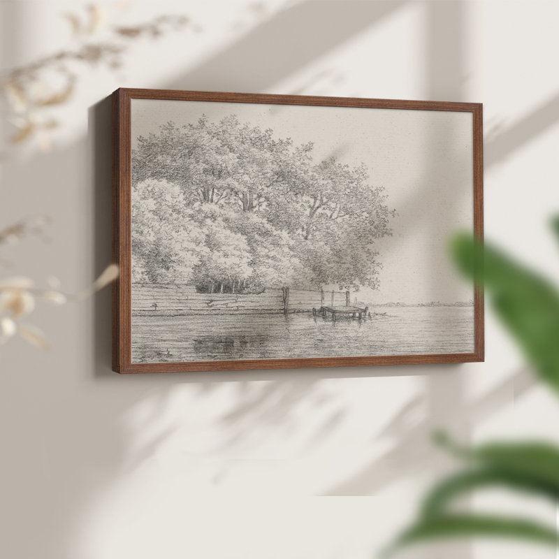 Croquis rétro - L XXVII - Reproduction encadrée - Restickable, H 16 po x l 20 po, Noyer