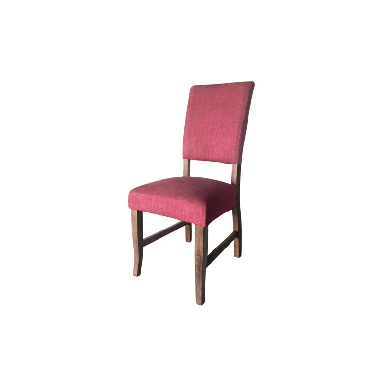2 PCS High Back Dining Chair with Solid Rubber Legs, Linen Upholstery (Beige), Red
