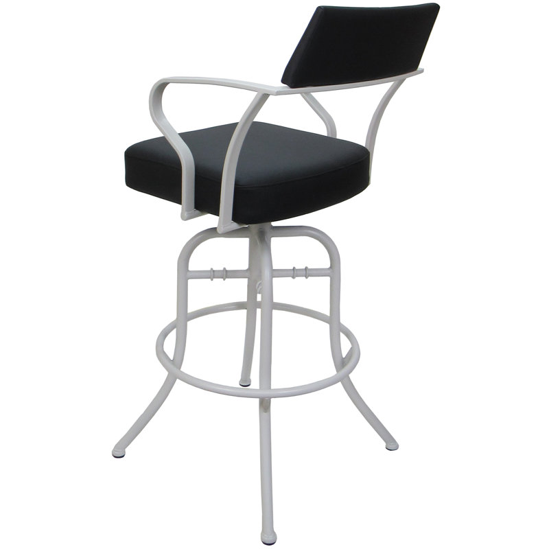 Tabouret de comptoir pivotant 26 po Chiyomi, Vinyle - siège noir / structure blanche