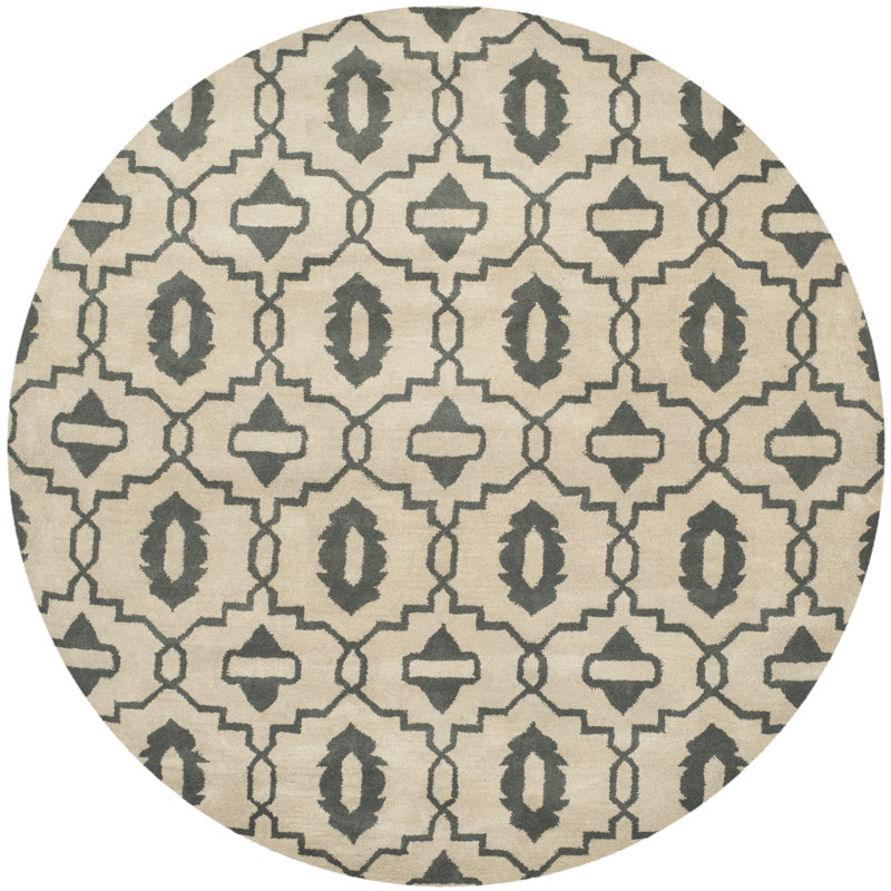 Longe Chatham Hand Tufted Wool Ikat Rug, Round 7'