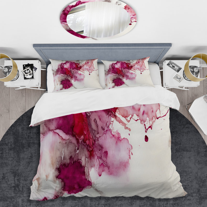 Ensemble de housse de couette en microfibre / polyester ancien Mystery In Viva Magenta VI