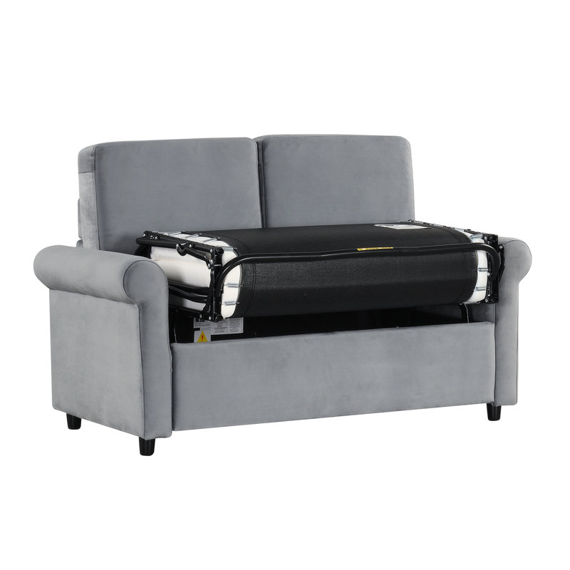 Canapé-lit escamotable avec canapé-lit et matelas simple, Velours gris