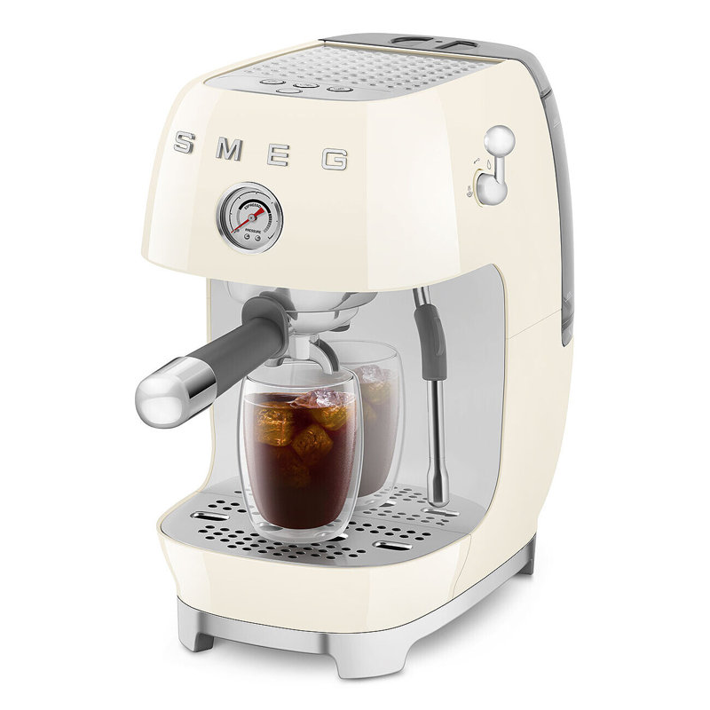 Machine à café espresso et infusion froide de style rétro des années 50 dans la crème, Crème