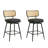 Swivel Upholstered Counter Stools With Rattan Back-970377917-970377913