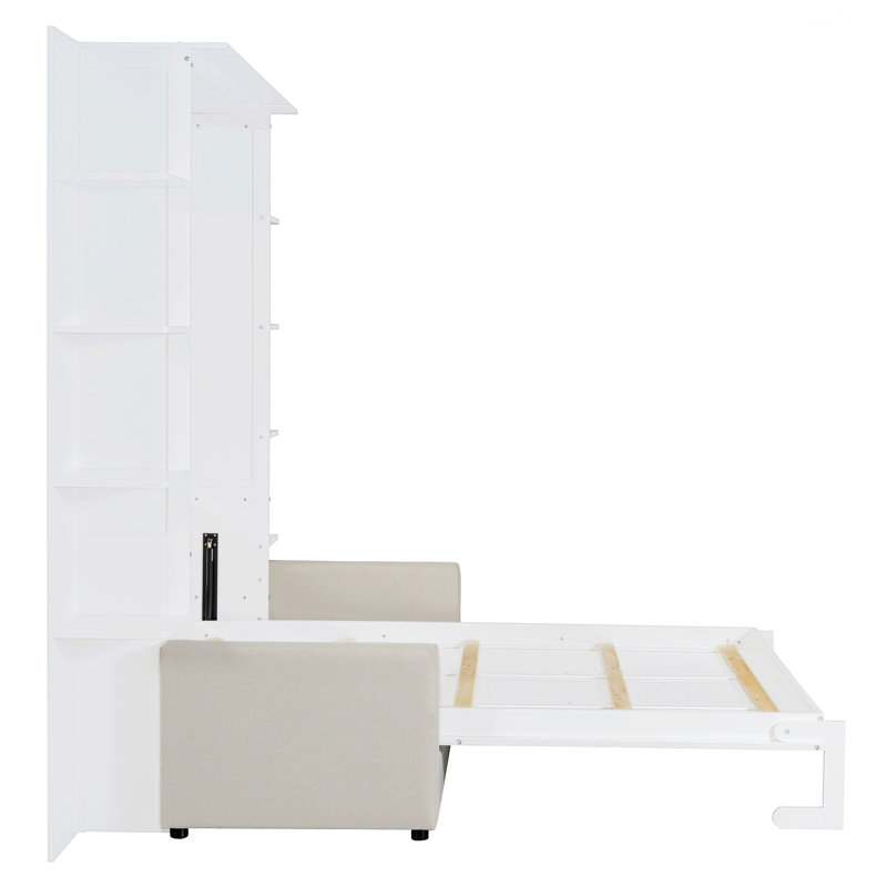 Bed Frame for Bedroom, Murphy Bed, Wall Bed with Upholstered Sofa