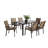 7 Pieces Patio Dining Set,  Outdoor Furniture Table and 6 PVC-coated polyester Chairs, Outdoor Furniture with Rectangular Table and 6 Stackable Chairs Family Conversation Set for Garden Backyard Deck-Brown