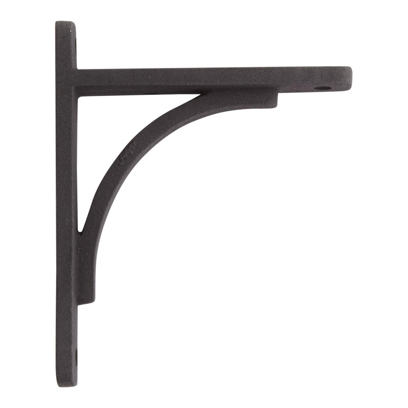 Rustic Cast Iron Shelf Bracket, Black Powder Coat, 6.13" H x 5" W x 0.88" D