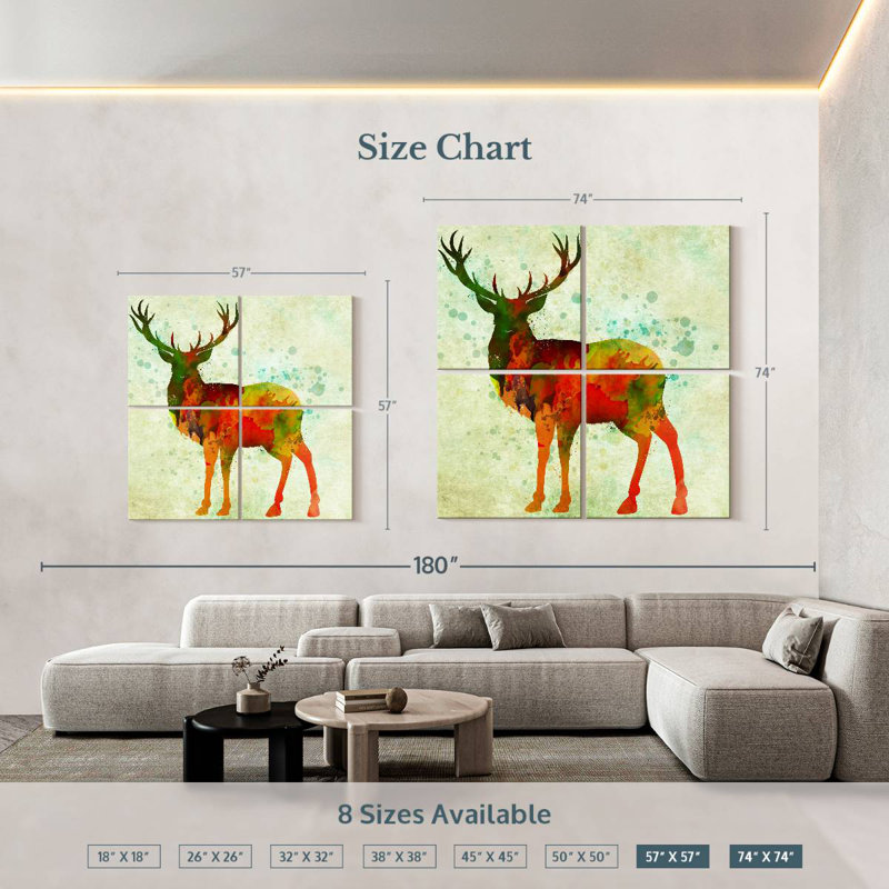 Brampt Deer Abstract, 74" H x 74" W