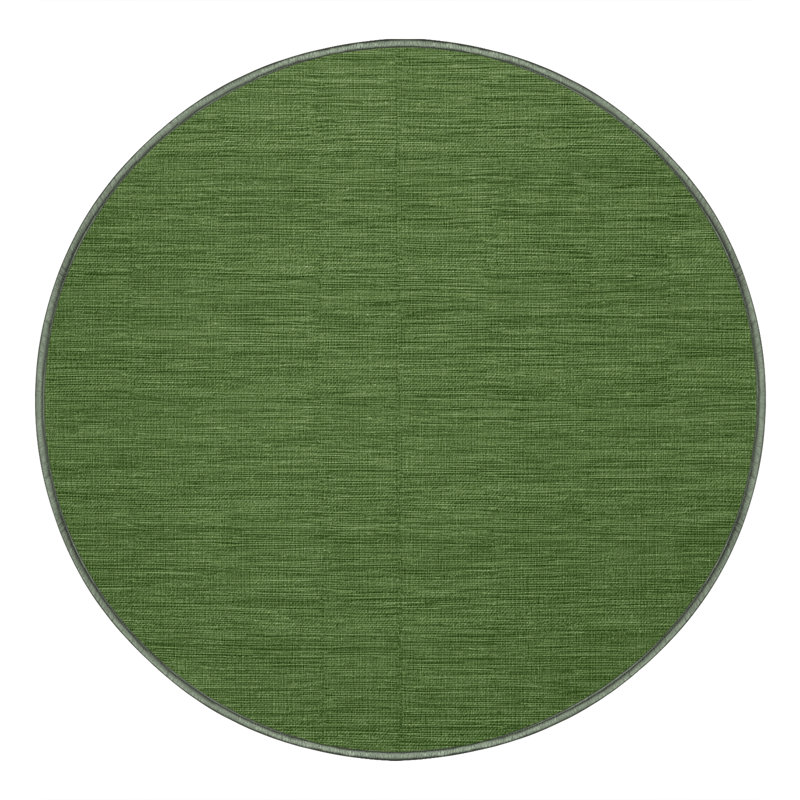 Machine Washable Solid Green Area Rug, Round 7'