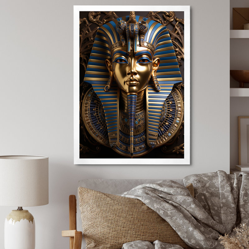 Égypte, pharaons royaux - Art mural égyptien, Cadre simple blanc, H 32 po x l 24 po x P 1 po