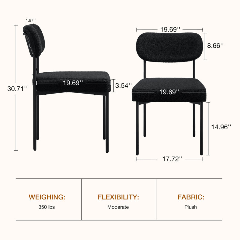 Chaise de salle à manger rembourrée l 19,7 po avec repose-pieds réglables Boucle, 6, Noir