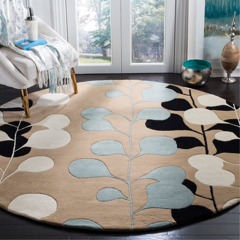 Andersen Hand Tufted Wool Floral Rug, Round 7'
