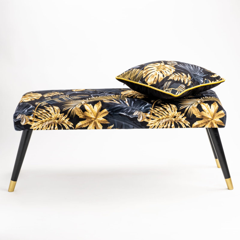 Velvet Upholstered Bench, 40cm H x 160cm W x 35cm D