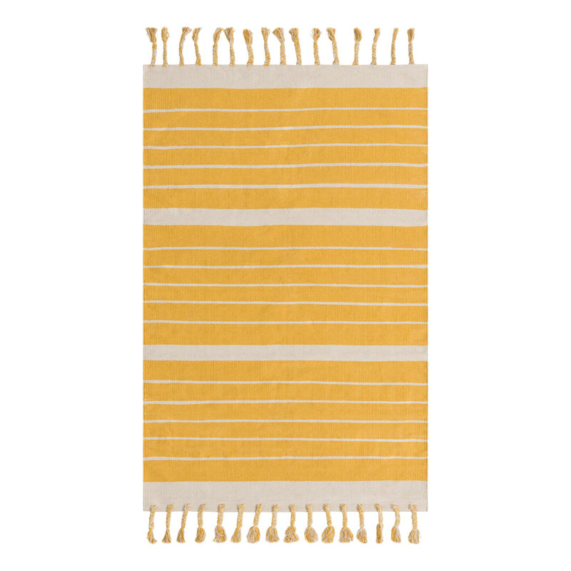 Abish Cotton Striped Indoor Rug, Rectangle 4'1" x 6'1"