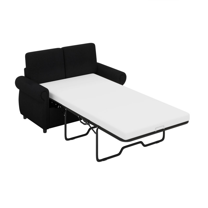 Canapé-lit escamotable avec matelas en mousse à mémoire de forme et 2 ports USB, Noir