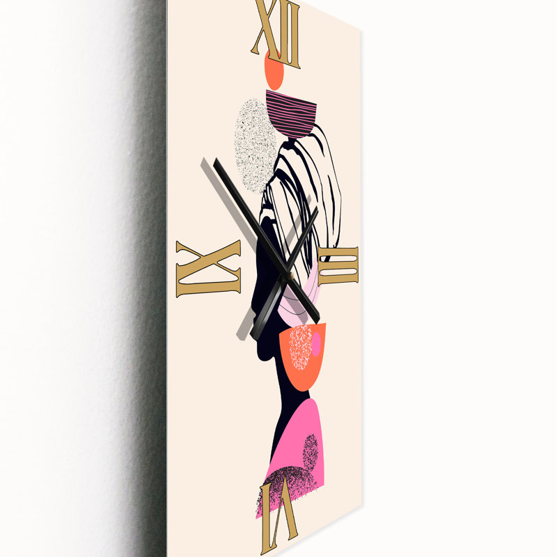 Portrait ethnique d'une femme afro-américaine - Horloge murale moderne, Petit