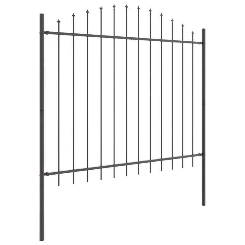 170 cm W Steel Fence Panels Fencing, Grey, 175cm H x 170cm W