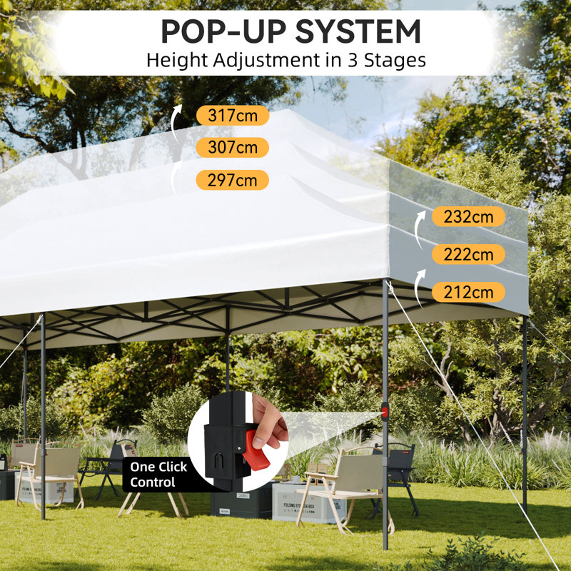 Pop Up Gazebo with Sides Waterproof Outdoor Canopy with Wheeled Carry bag Heavy Duty Instant Shelter for Garden Party BBQ