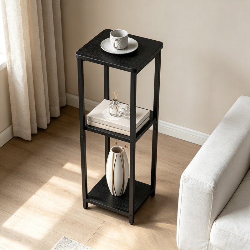 Table à boissons carrée de 10 pouces de large avec pieds réglables, petite table d'appoint à 3 niveaux pour appartements, balcon et bureau, multifonctionnelle légère et peu encombrante pour les plantes