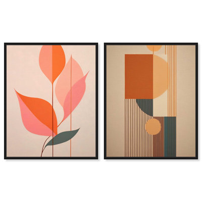 Ensemble de 2 reproductions d'art sur toile Blush and Gold Modern Glam, par Art Remedy, cadre noir, 20 x 24
