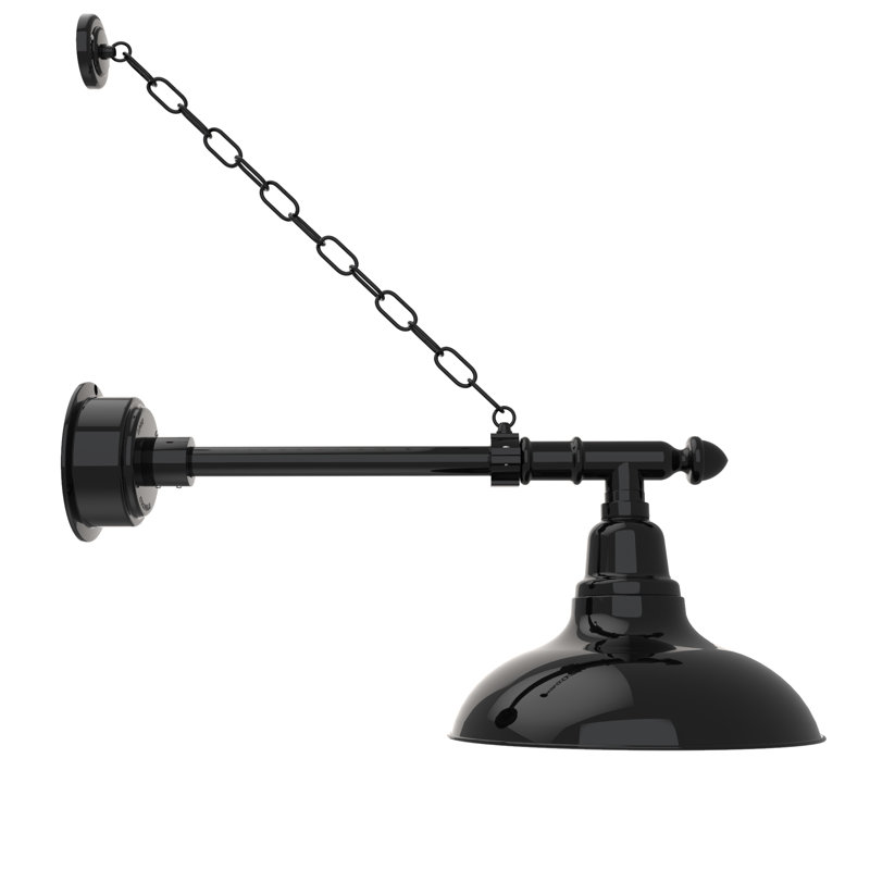 Luminaire de grange d'extérieur à DEL Adesh, H 18 po x l 12 po x P 27 po, Noir