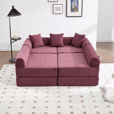 United We Win Convertible Folding Sofa Bed, With Fixed Frame And Pillow Back Handrail, Cloud Corduroy Folding Mattress Sofa, Folding Memory Foam Bed In Living Room/Dormitory/Guest Room/Home Office/Apt
