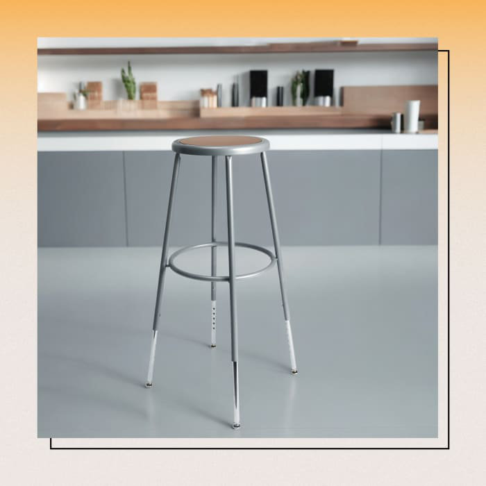 Felix Height Adjustable Steel Stool, Assembly Ready, Gray, Extra Tall