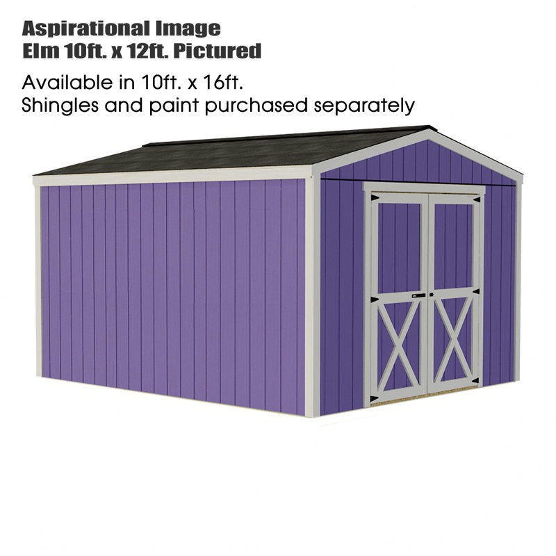 Elm 10' x 12' Gray Wood Storage Shed Kit with Windows