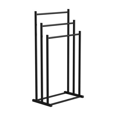 Floor Standing Towel Rack  Three Tiered Vertical Metal Easy Bathtub Rack  Multifunctional Bathroom Towel Rack and Storage Shelf