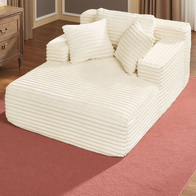 Méridienne rembourrée en velours côtelé rembourré avec assise profonde Living Room, Beige