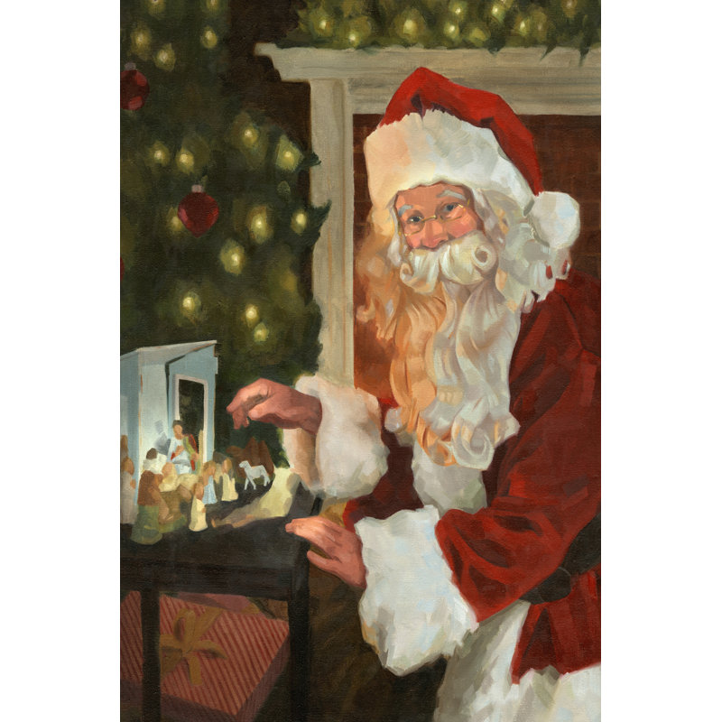 Saint Nick And The Nativity by Jacob Green - Wrapped Canvas Painting, 46cm H x 30cm W